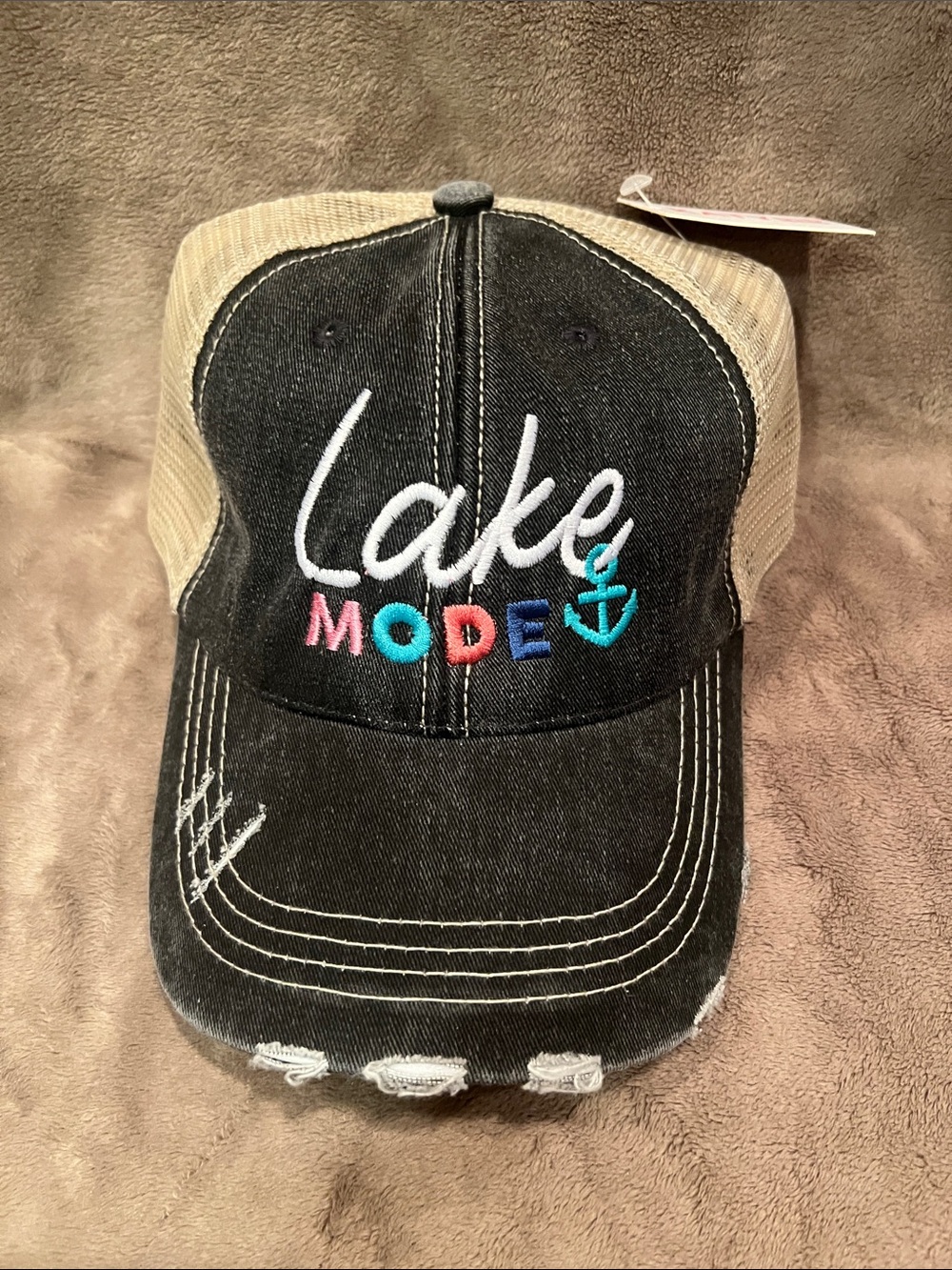 Katydid Black and Tan "Lake Mode" Embroidered Trucker Hat